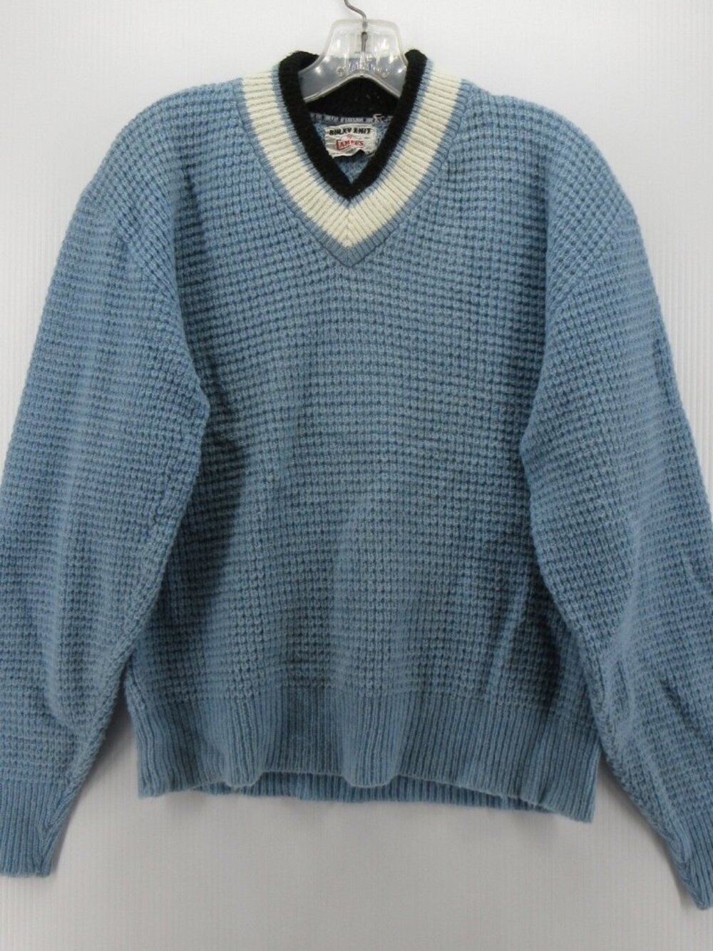 VINTAGE Campus Sweater Medium Bulky Knit Wool Blend 70s Waffle Boxy